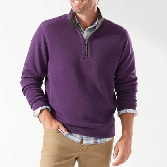 Tommy Bahama Flipshore Half-Zip Reversible Sweatshirt - Picture 1 of 12